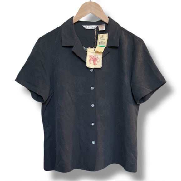 NWT Tommy Bahama 100% Silk Black New Years 2006 Easy Camp Shirt  Women's Large - Picture 1 of 7